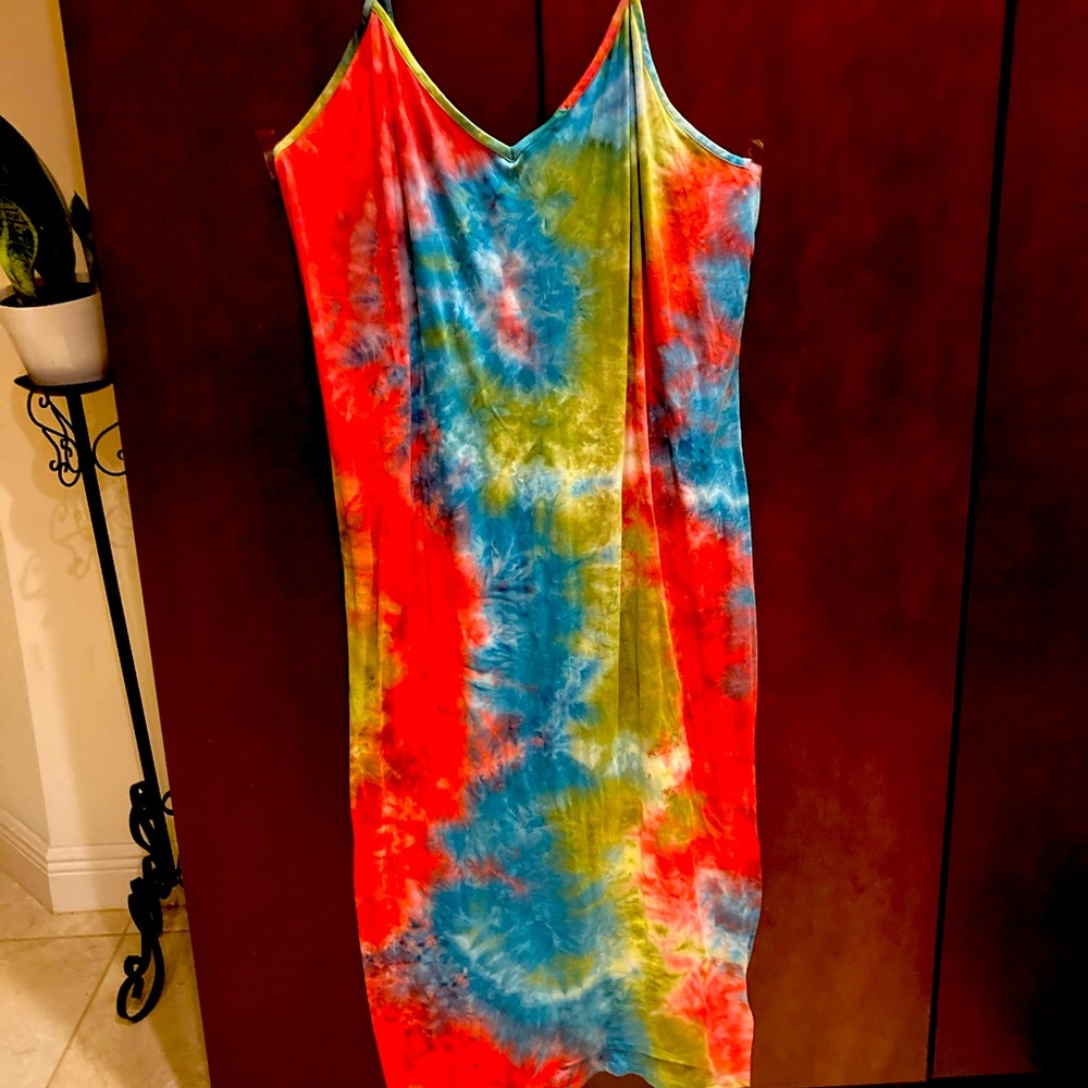 Spandex tye dye maxi dress